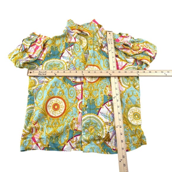 Jane + Delancey Women's Medium 3/4 Sleeve Button-Down Shirt Baroque Pattern - Picture 3 of 4
